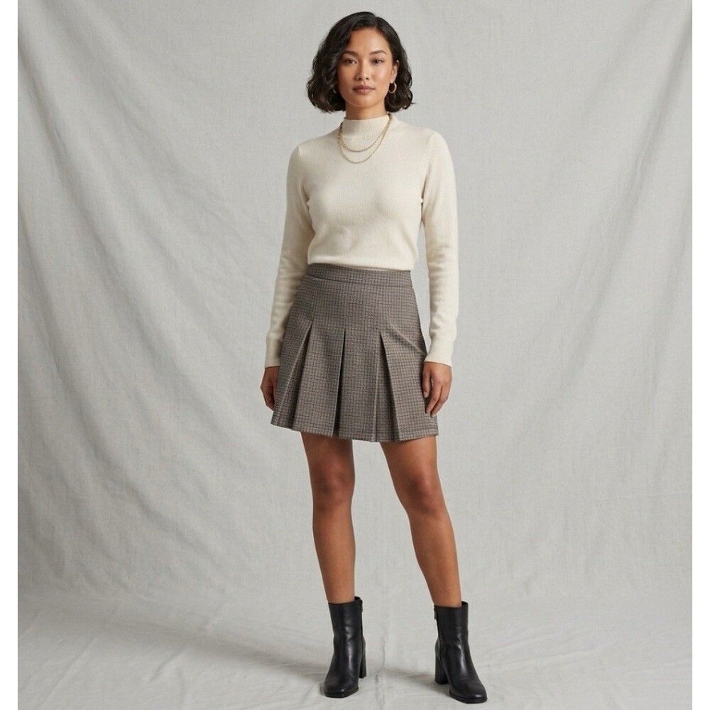 NWT Max Studio Houndstooth Pleated Pull On Mini Skirt Women’s Size XS NEW $98